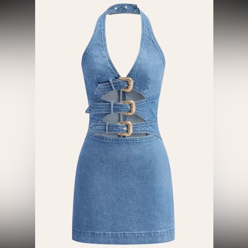 Buckle Denim Dress